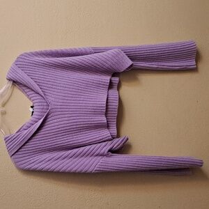 HYFVE Women's M crop top hooded sweater knitted Purple